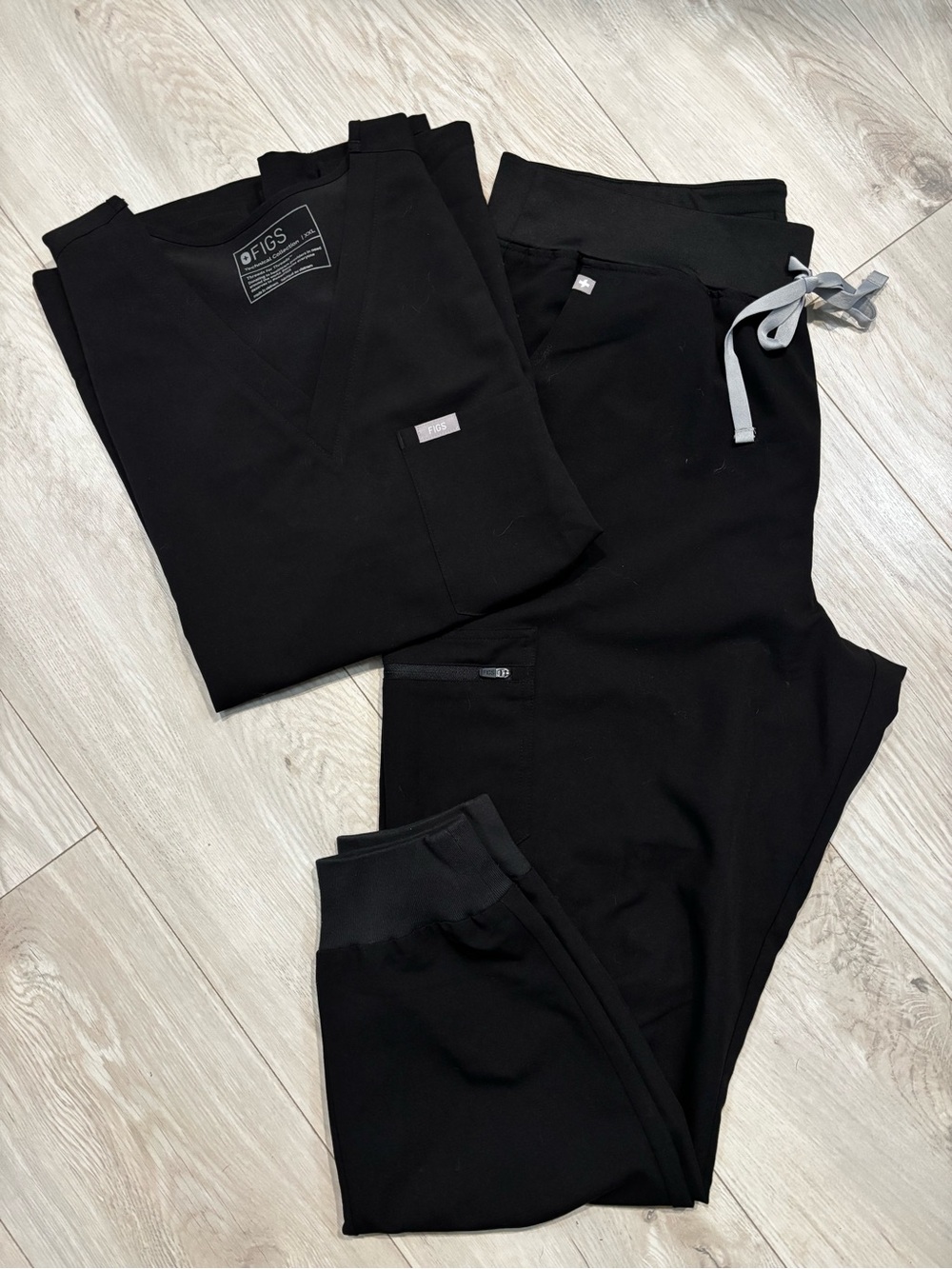 Figs Black Track Jogger Scrubs Set